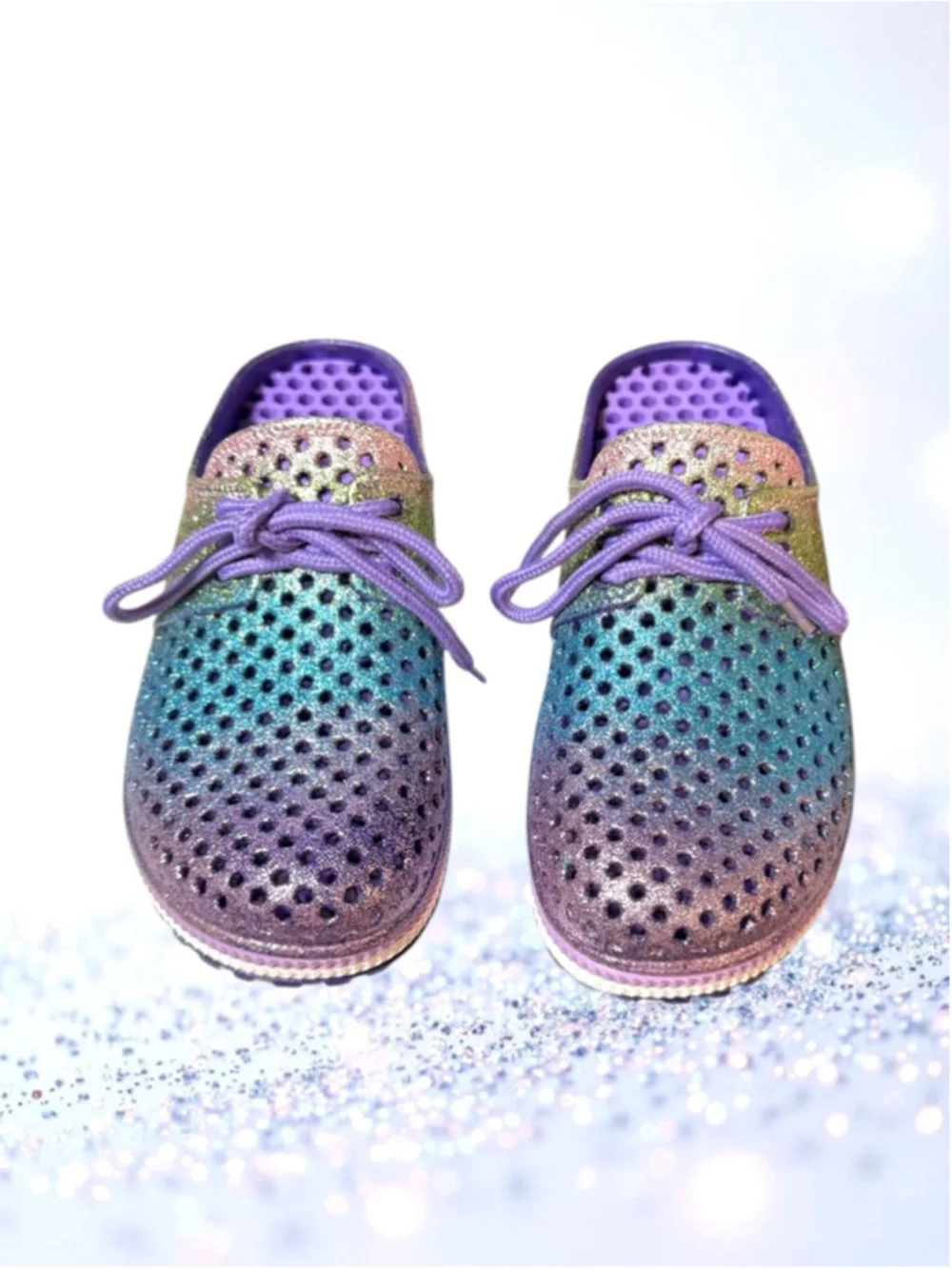Cromer Resort Wear Glitter Rainbow Air Walk Water Shoes Clogs Sandals Girls 13/1